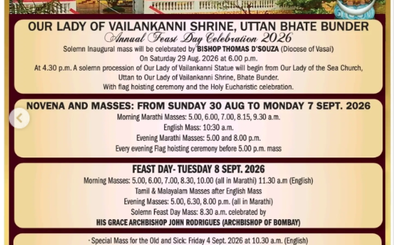 Our Lady of the Sea Uttan Novena timings 2026